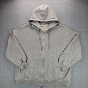 Nap‎ Loungewear Womens Gray Oversized Cotton Tencel Zip Up Hoodie Sweatshirt S